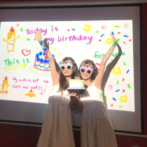 Shaking sound Net red same birthday projection lamp background Korean ins photo props atmosphere less Girl party decoration