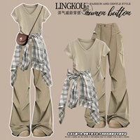 Хаки рубашка, штаны, комплект, 3 предмета