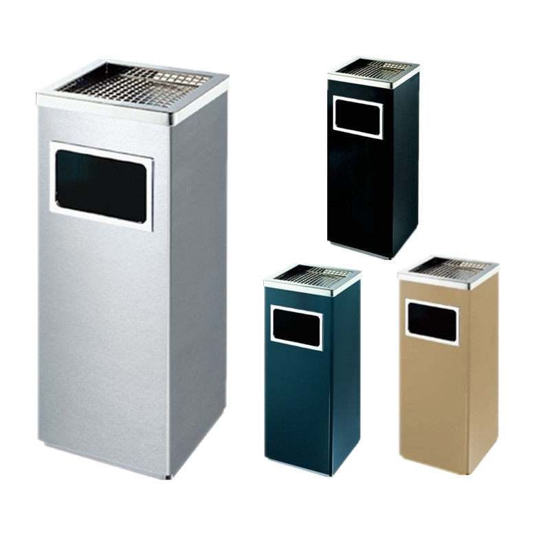 Stainless Steel Hotel Lobby Trash Cans Smoke Bucket With Ashtrays Outdoor Smoking Area Elevator Lip Vertical Mall 