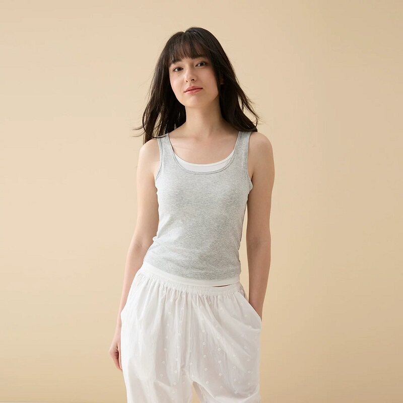 曼妮芬棉质生活带胸垫背心