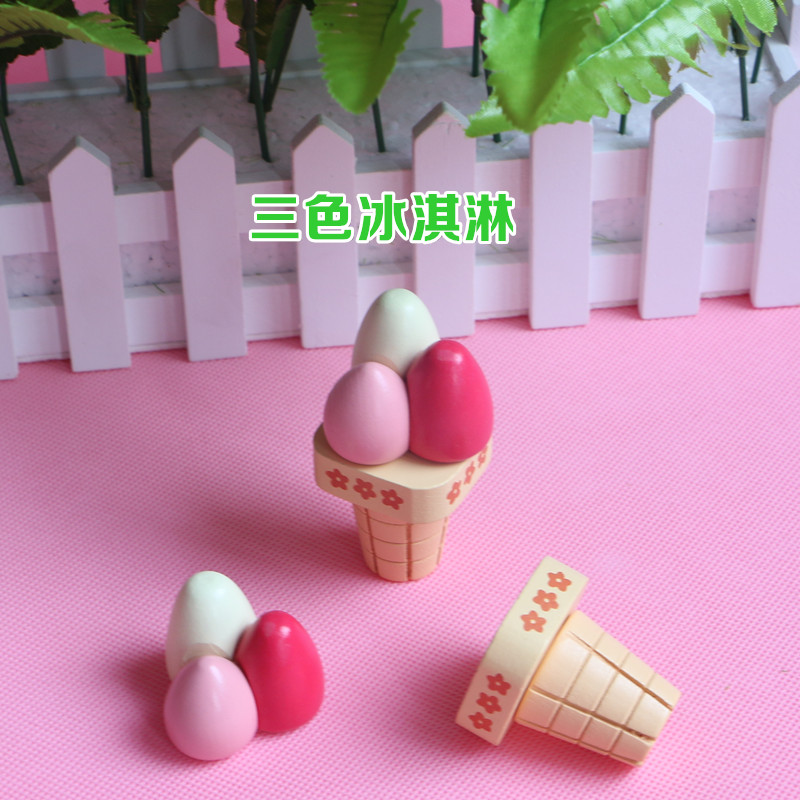 Strawberry Cream Chocolate Ice Cream Ice Cream Fruit Lollipop Nhà sản xuất duy nhất Nhà bếp Mô phỏng bộ đồ chơi rút gỗ