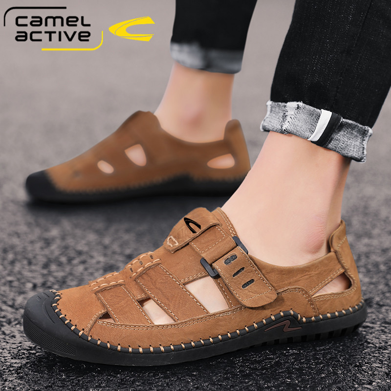 Camel Motivation sandals men's Korean beach shoes leather men's sandals outdoor anti-slip sandals