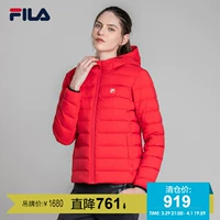 FILA Fila nữ xuống áo khoác mùa đông mới trùm đầu dệt ấm áp áo gió thể thao trùm đầu phụ nữ - Thể thao xuống áo khoác áo phao đen