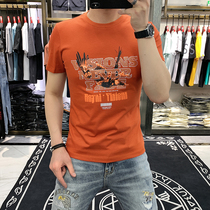 Summer new round neck short sleeve T-shirt men Korean trend youth slim fit Joker European personality elastic half sleeve
