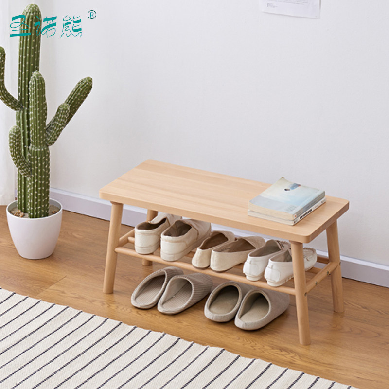 Children Nordic solid wood Changing Shoes Stool Shoe Rack Shoes stool Shoe Cabinet in the doorway can be sat on the shoe stool Hyun Off test shoe stools