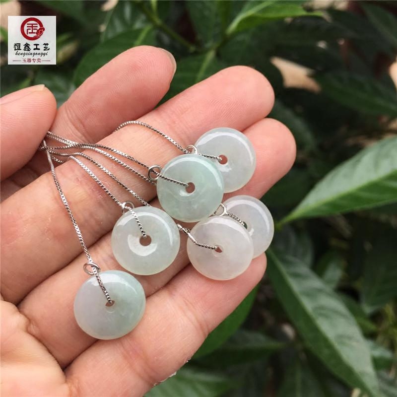 Natural Emerald A Cargo Ping An earline jade long ear pendant Ping An ear pendant S925 pure silver inlaid anti-allergy-Taobao
