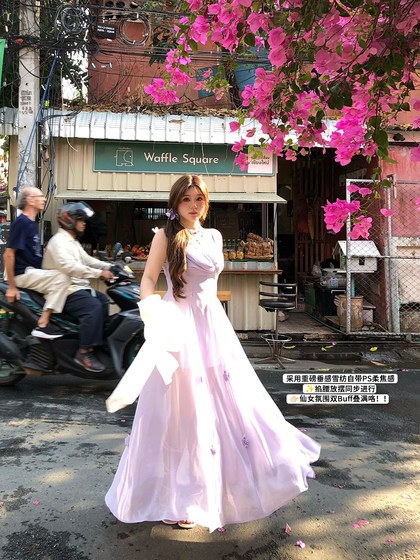 安妮不火 甜辣双生绝美三穿吊带雪纺裙女夏季新款微胖大码连衣裙