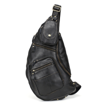 New chest bag mens bag leather shoulder bag crossbody bag mens Korean version of the tide cowhide casual backpack large capacity