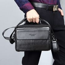 Shoulder bag mens cowhide business mens bag Large capacity casual crossbody bag Leather handbag mens crossbody bag