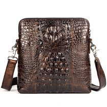The first layer cowhide crocodile pattern mens shoulder bag crossbody bag Leather mens bag