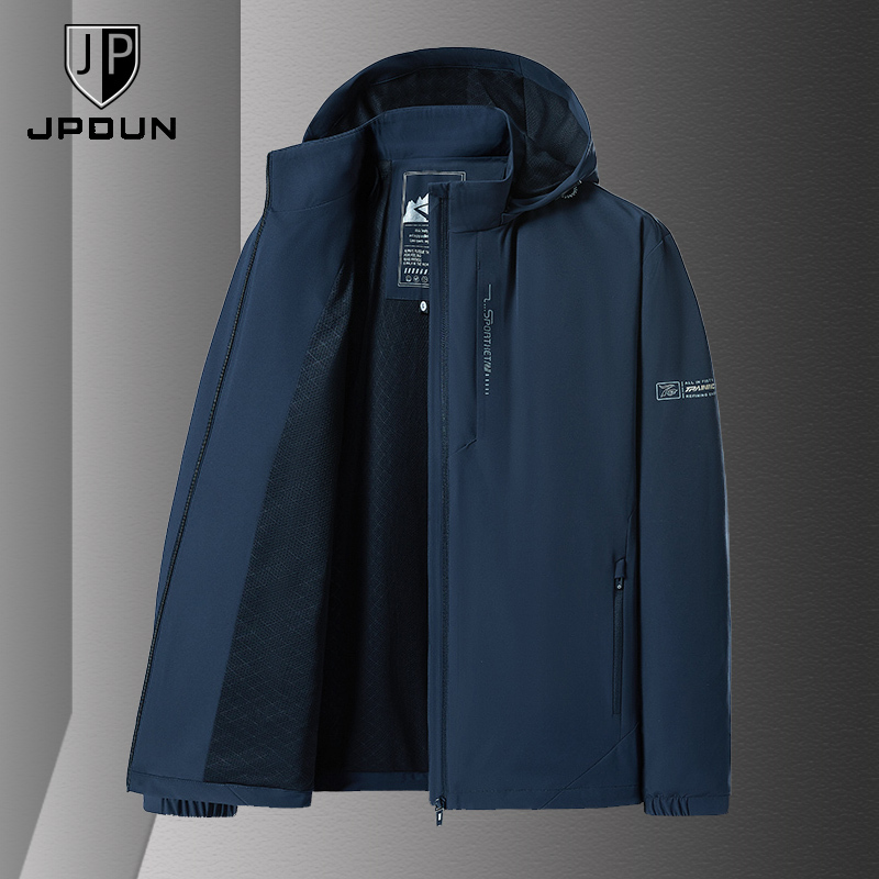 Jpdun/Spring and Autumn Thin Jacket with Detachable Hood, Windproof and Waterproof Outdoor Softshell Breathable Jacket Jpdun/Spring and Autumn Thin Jacket with Detachable Hood, Windproof and Waterproof Outdoor Softshell Breathable Jacket