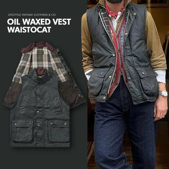 Replica bbr old money style waterproof oil wax hunting vest