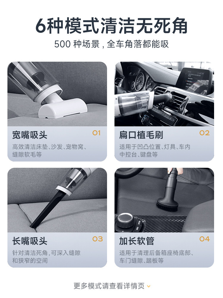 Car Vacuum Cleaner with Strong Suction for Car Interiors, Ultra-Powerful Wireless Charging, Small Mini Handheld Type for Sofa and Home Use