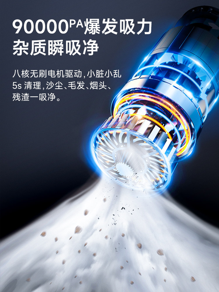 Car Vacuum Cleaner with Strong Suction for Car Interiors, Ultra-Powerful Wireless Charging, Small Mini Handheld Type for Sofa and Home Use