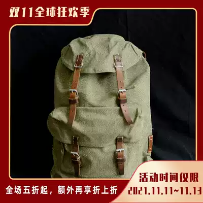50 s Swiss military version of pepper salt his dad backpack heavy canvas vintage vintage sacred objects vegetable tanning leather