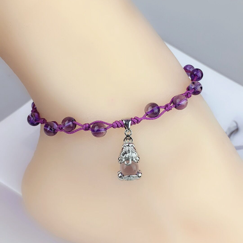New fashion amethyst feet refined women's Korean version of popular Mori Xiaoqing novice feet refined dual-purpose purple jewelry