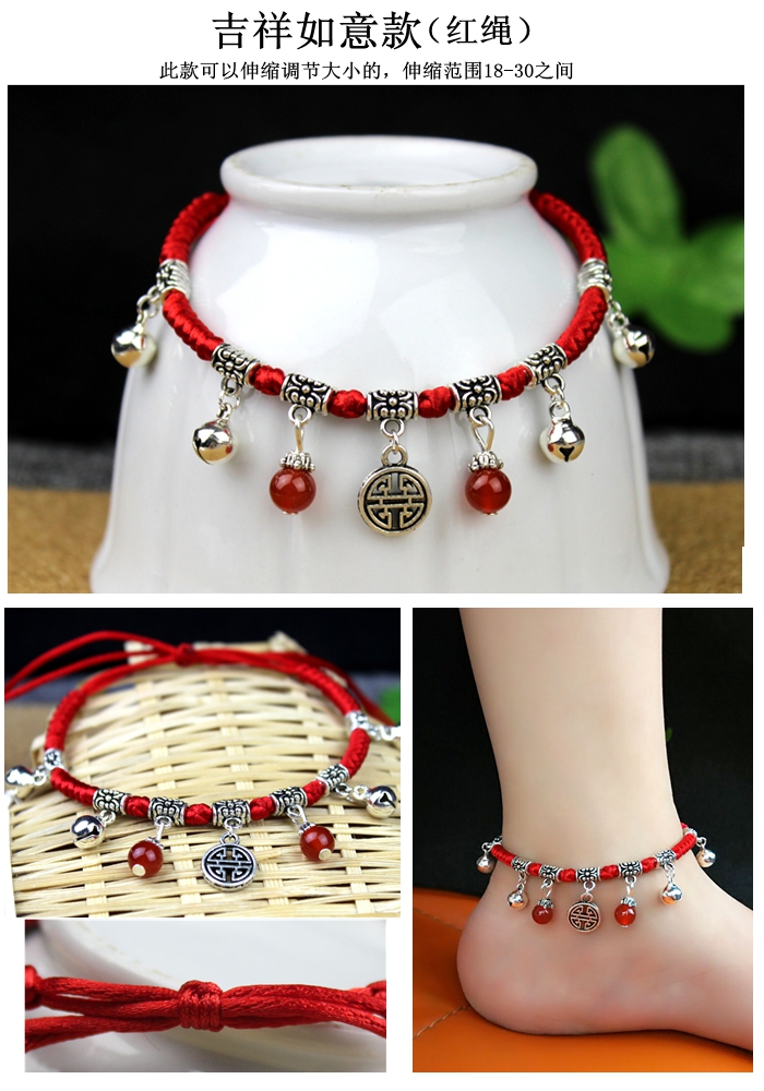 Thời trang Tourmaline Sỏi Vòng chân Phụ nữ Pha lê Sỏi Tourmaline Trang trí Vòng chân có thể điều chỉnh vòng chân