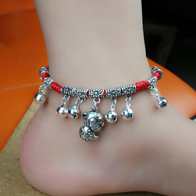 New 12 zodiac anklet red rope bell anklet personality handmade student anklet This year of life safety jewelry