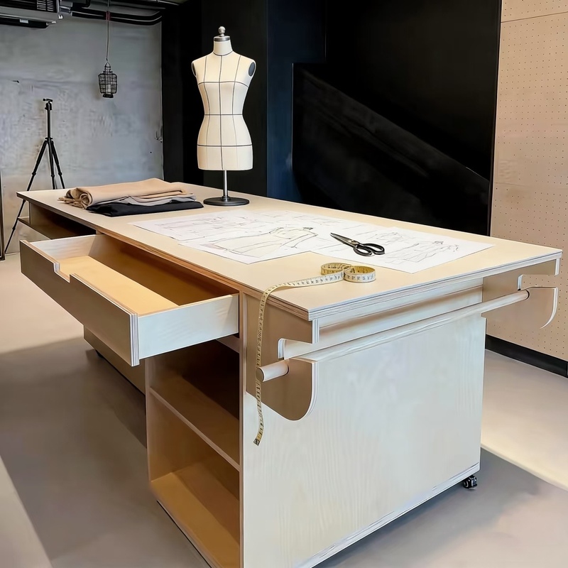 Tailor Shop Clothing Store Cutting Table Birch Marine Board Workshop Mobile Workbench Design Table Minimalist Table