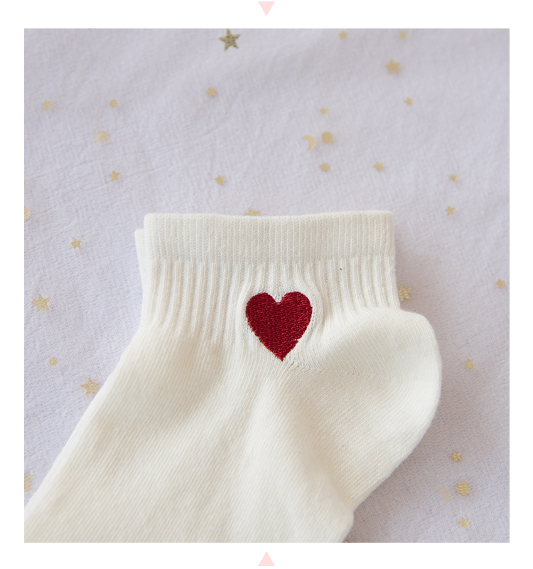 Cửa hàng nhỏ Trái tim mùa xuân đỏ và mùa hè vớ ngắn bằng cotton [bốn đôi thư] vớ cao