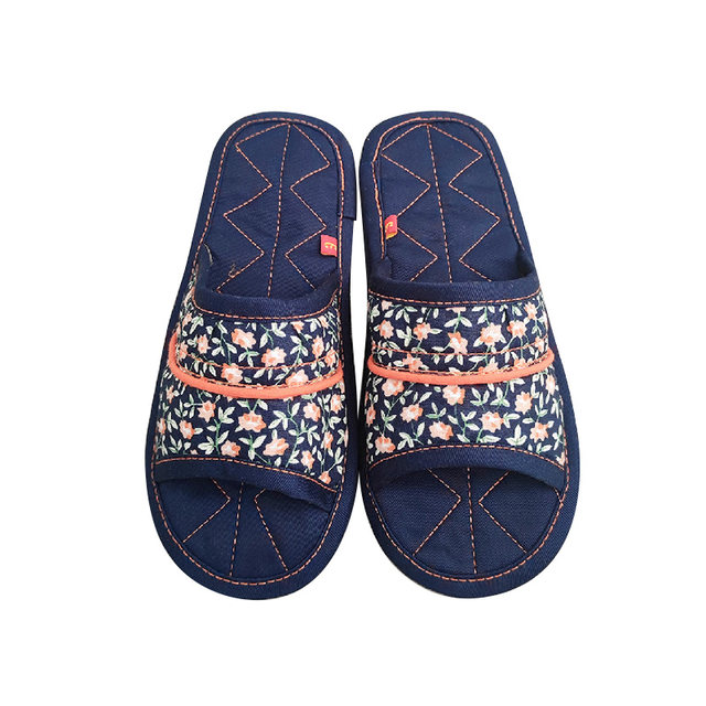 Ranyi fabric slippers for women's home Korean indoor pure cotton thick-soled silent machine washable spring and summer lazy breathable