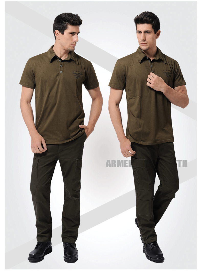 Quân đội hoang dã đích thực giải trí ngoài trời lĩnh vực ngụy trang quần áo nam niêm phong Commando cotton ngắn tay áo thun đặc biệt - Những người đam mê quân sự hàng may mặc / sản phẩm quạt quân đội quần áo rằn ri đặc công