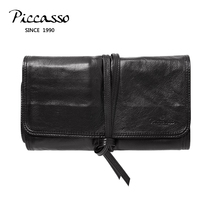 Korea piccasso professional leather cowhide makeup brush bag soft atmosphere black makeup tools three optional