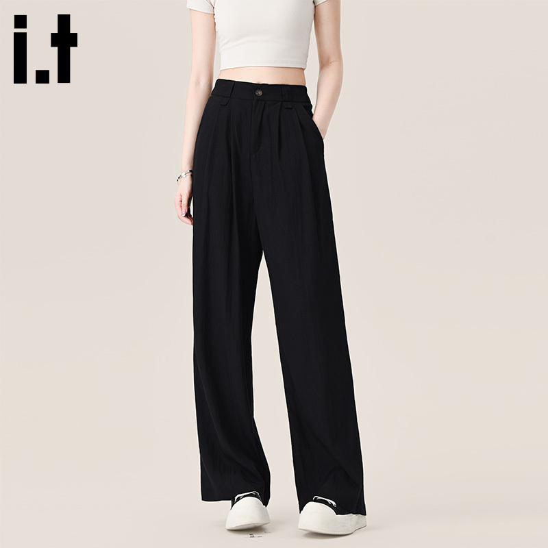 It: Chocoolate Black Suit Casual Pants for Women, New Summer Thin Straight-Leg Pants, Fashionable Loose Long Pants It: Chocoolate Black Suit Casual Pants for Women, New Summer Thin Straight-Leg Pants, Fashionable Loose Long Pants