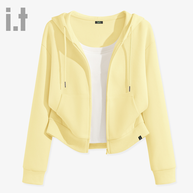 It Fingercroxx Yellow Jacket Women's Autumn 2026 New Hooded Sweatshirt Cardigan Short Top Women Q It Fingercroxx Yellow Jacket Women's Autumn 2026 New Hooded Sweatshirt Cardigan Short Top Women Q