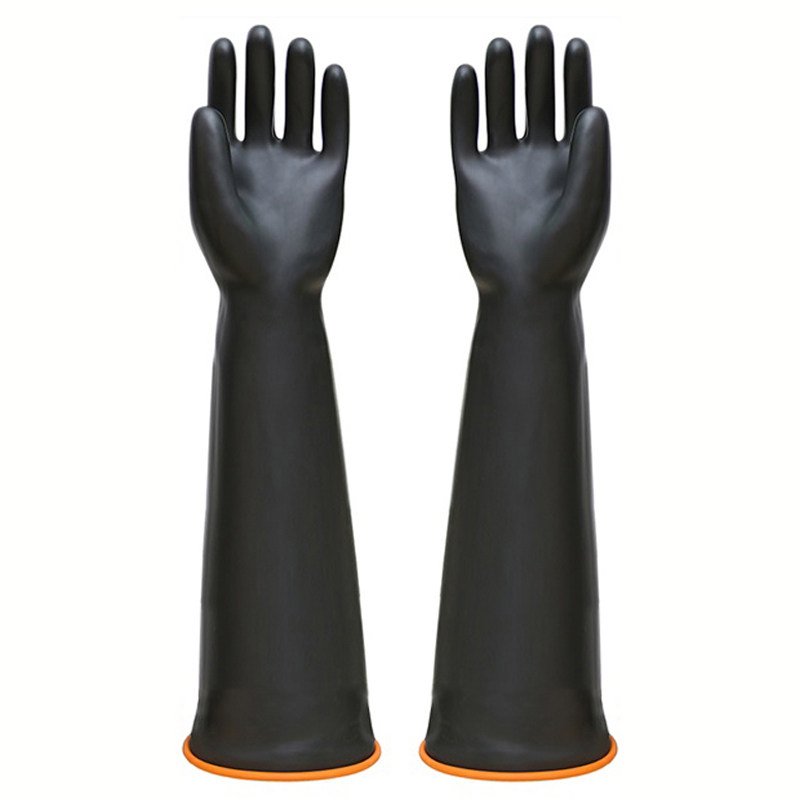 Anti-corrosion rubber acid and alkali resistant industrial gloves thickening wear, durable waterproof latex plastic tendon extension chemical