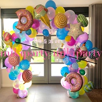 European and American ins balloon set kindergarten decoration candy donut latex balloon childrens birthday aluminum film balloon