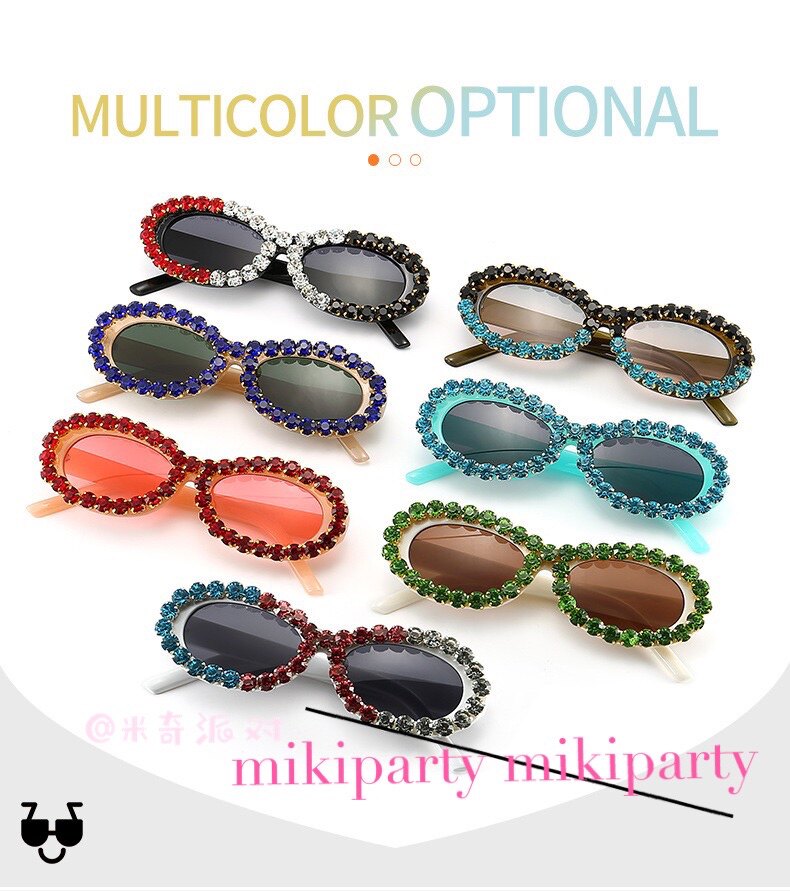 New diamond-encrusted personalized sunglasses European and American gorgeous catwalk ladies glasses cross-border party wear glasses