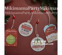 Christmas window and wooden old Christmas ball hanging on Christmas decoration printed ball decoration