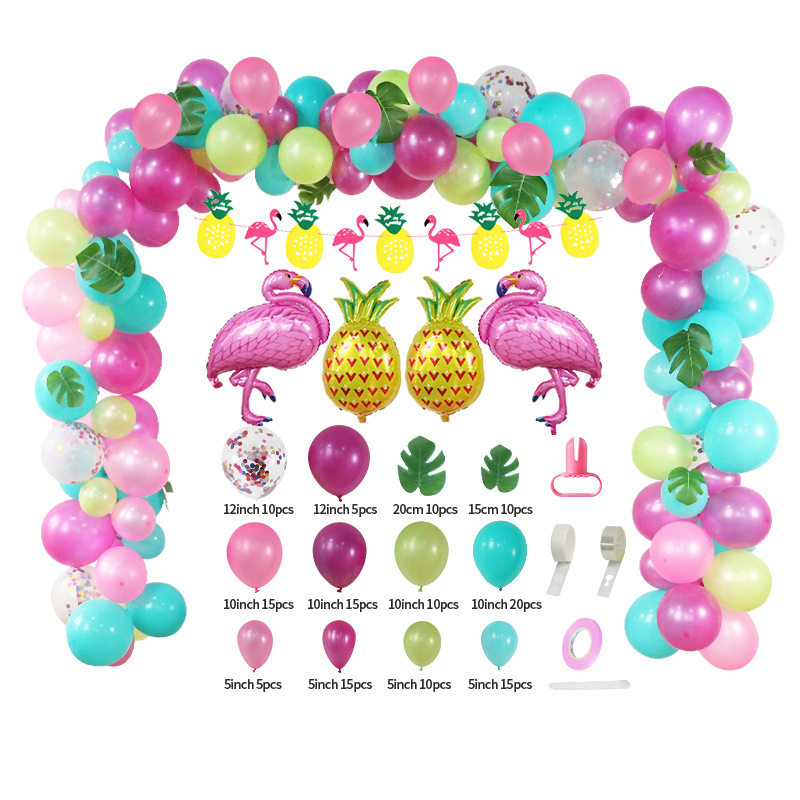 Hawaiian Flamingo Pineapple Balloon Package Flamingo Pull Flag Banner Summer Party Decoration Kit Hot Sale