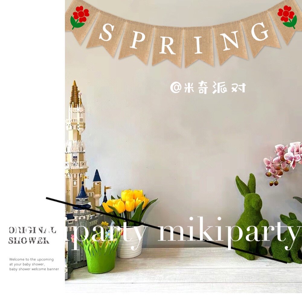 Europe and the United States ins Korean spring spring Mabula flag hanging flag flower swallowtail flag camping outdoor decoration party