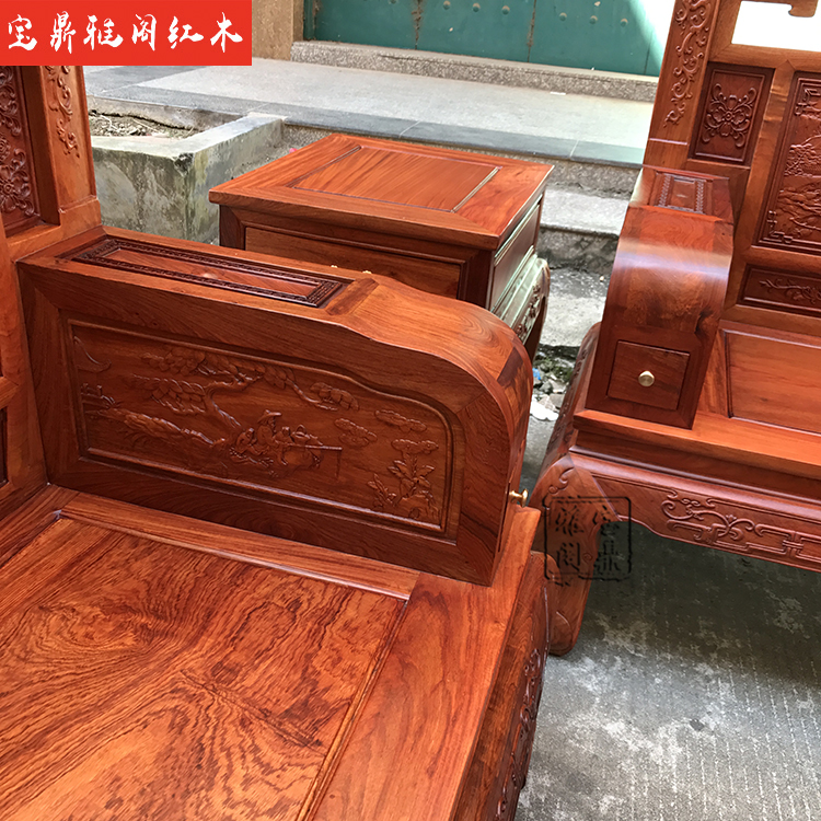 Nội thất gỗ gụ chính hãng Burmese sofa gỗ hồng trái cây lớn gỗ hồng núi sofa hai mặt chạm khắc sofa gỗ gụ 223 - Bộ đồ nội thất bàn ghế gỗ phòng khách