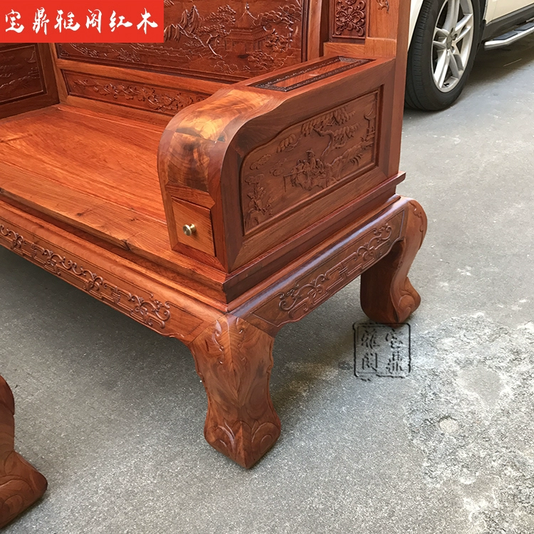 Nội thất gỗ gụ chính hãng Burmese sofa gỗ hồng trái cây lớn gỗ hồng núi sofa hai mặt chạm khắc sofa gỗ gụ 223 - Bộ đồ nội thất ghế sofa