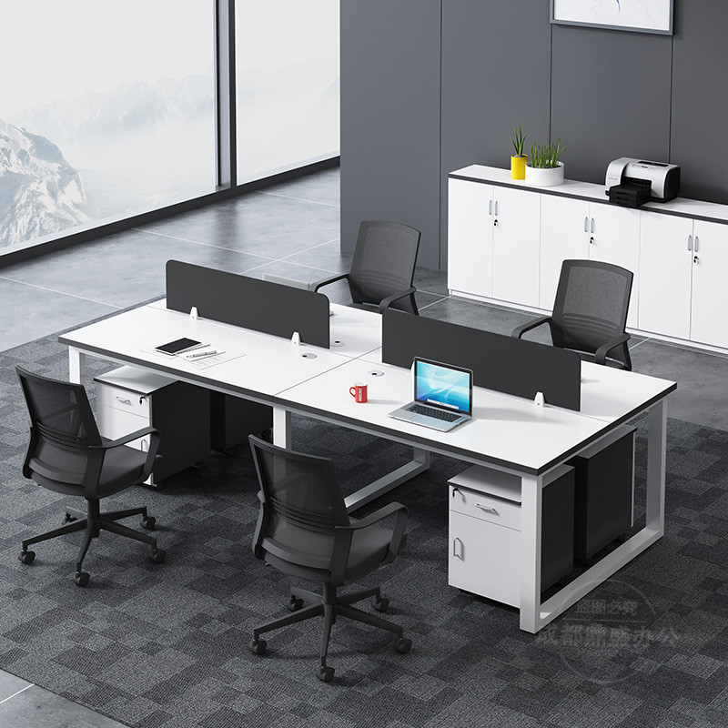 Station staff Desk 4 People's offices Desk and chairs Combined simple computer desk Sub-computer 6 duo office working table-Taobao