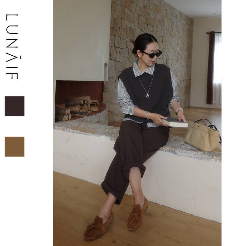 Lunaif/Stacked Beauty, Comfortable and Soft, Mhl Style Coarse Wool Versatile Vest Lunaif/Stacked Beauty, Comfortable and Soft, Mhl Style Coarse Wool Versatile Vest