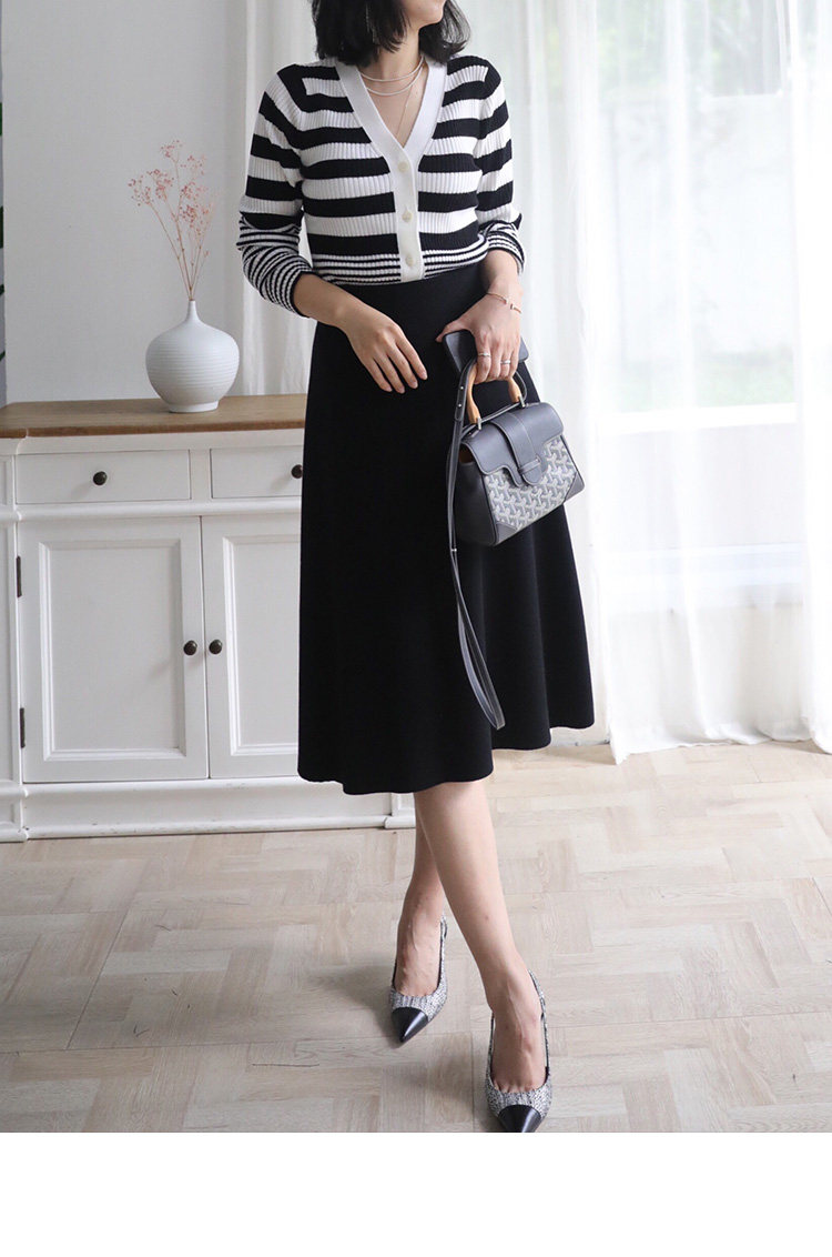 LunaMade French soft elastic comfortable blogger cooperation model New Australia superfine 60 wool black and white stripes