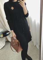 LunaMade pragmatiy heavy pound thickened with slim ultra fine wool one-piece dress