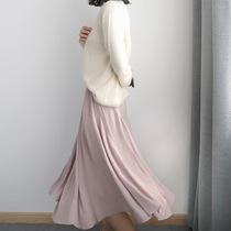 LunaMade Rosemary Heavy Pound Ghost Crepe Real Silk Double large swing dress with long half body dress pleasaner dress