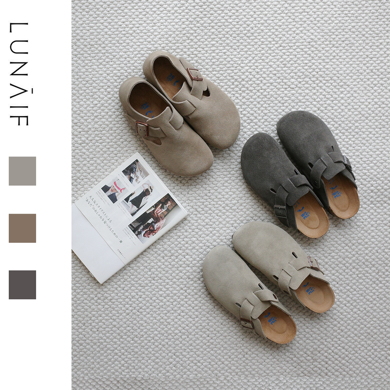 Lunaif/Step with Ease, Lightweight Real Cork Sole Half-Strap/Full-Wrap Birkenstock Shoes