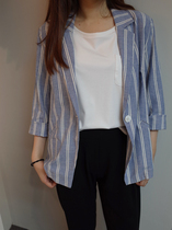 Luna Made Special Price Workplace OL Commute Must Take Casual Washed Cotton Striped Suit