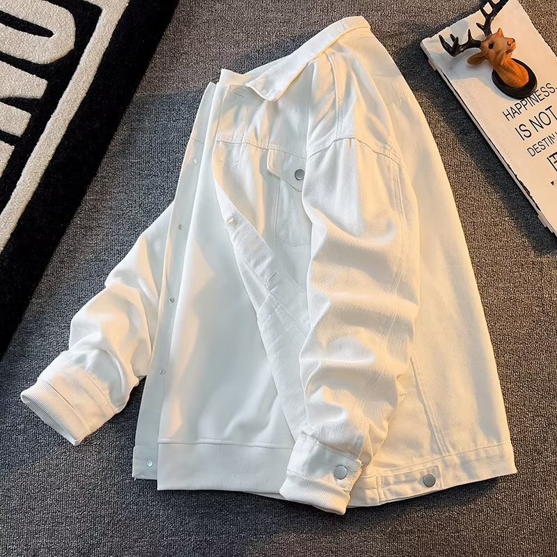 White Jacket for Men, Trendy Brand, Spring, Cool and Stylish, Fashionable and Versatile, Casual Loose Denim Workwear Jacket White Jacket for Men, Trendy Brand, Spring, Cool and Stylish, Fashionable and Versatile, Casual Loose Denim Workwear Jacket