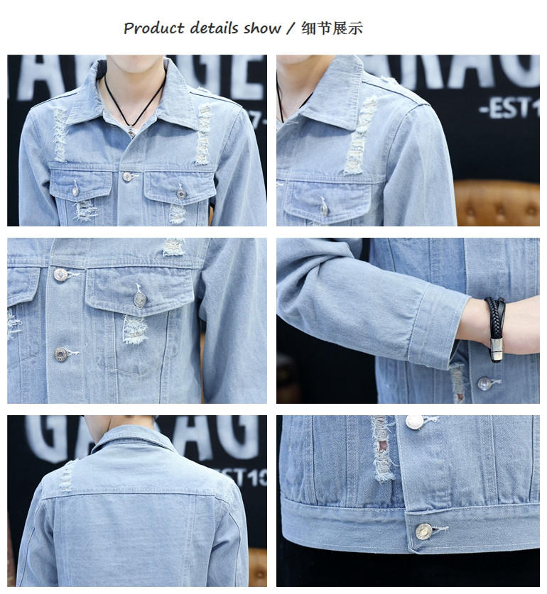 Áo khoác denim mùa thu và mùa đông nam phiên bản Hàn Quốc của xu hướng Slim đẹp trai xã hội hoang dã mạng lưới áo khoác đỏ thời trang nam cao cấp	