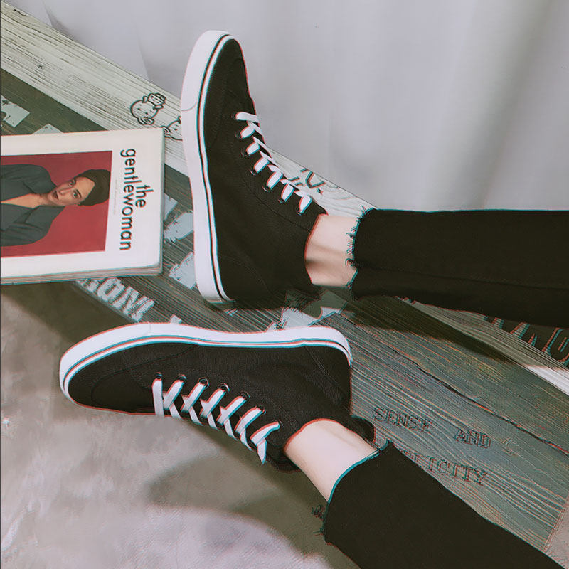 Tide Men Black High Silo Sails Shoes Men's Spring Han Edition Trends 100 Hitch Shoes High Waist Tide Shoes 2022 New Plate Shoes