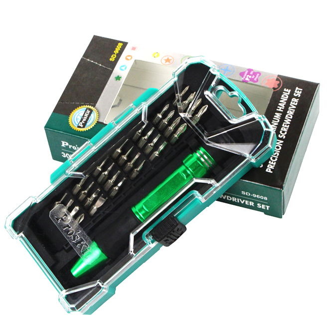 Taiwan's Baoworkers SD-9608 imports 30PCS aluminum alloy handle screwdriver set to unpack Apple repair tool