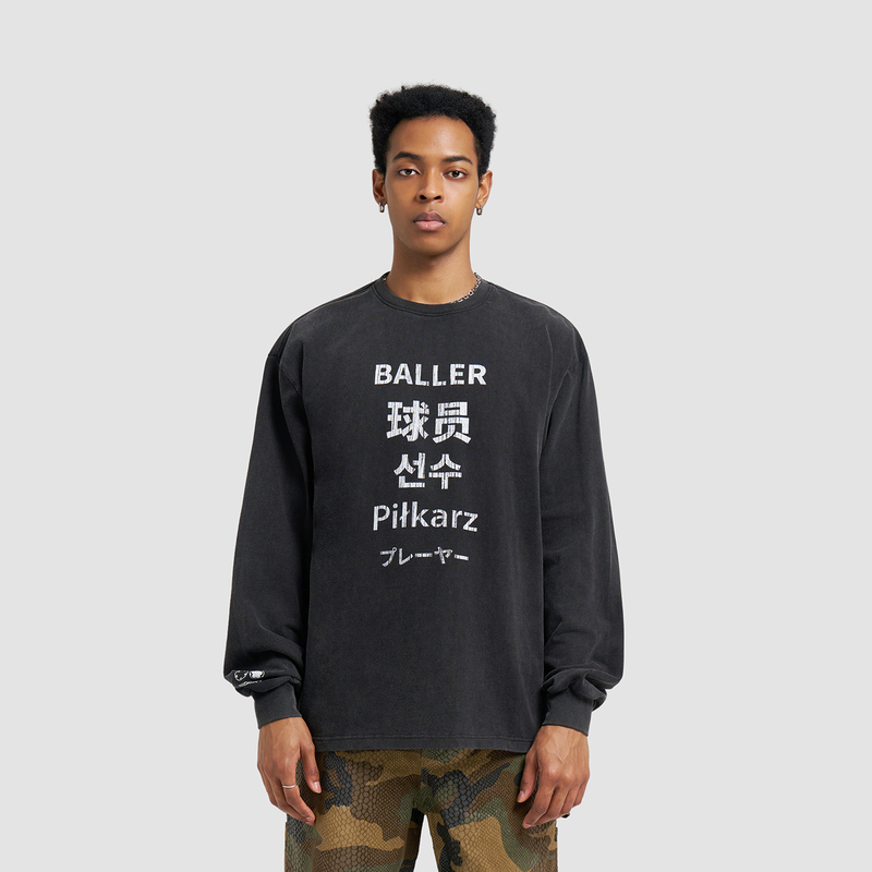 Procity Player Long-Sleeved T-Shirt, Same Style for Men and Women, Cao Fang Sports and Leisure Pure Cotton Round Neck Loose Black Top Procity Player Long-Sleeved T-Shirt, Same Style for Men and Women, Cao Fang Sports and Leisure Pure Cotton Round Neck Loose Black Top