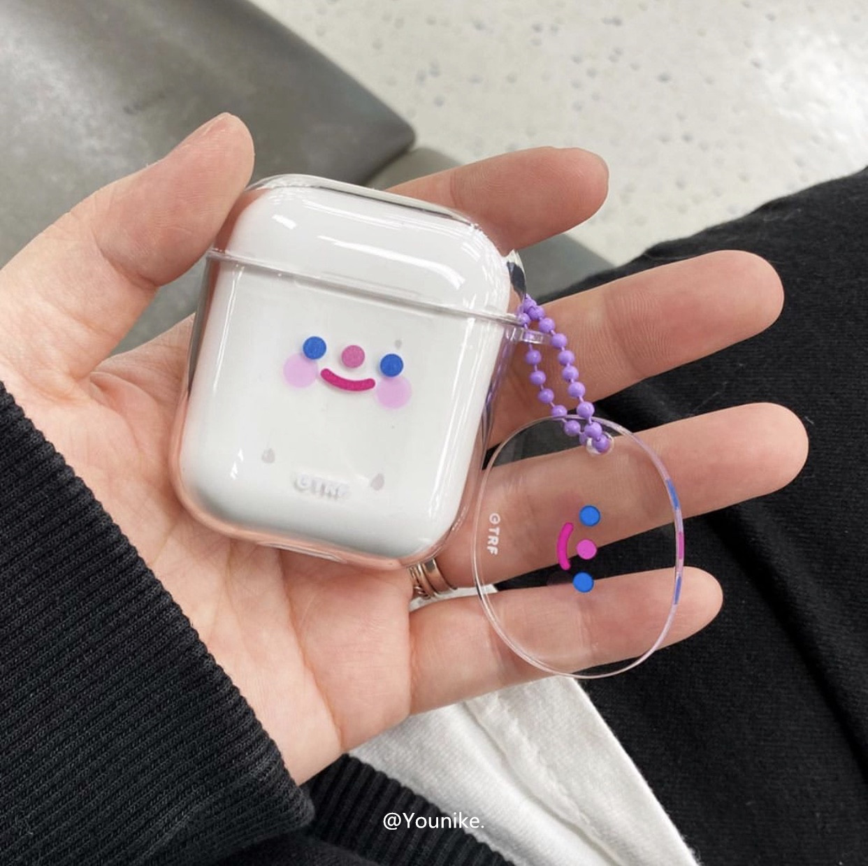 Korea ins cute the recorder smiley face AirPods1 2 wireless Bluetooth protective sleeve pro soft silicone gel